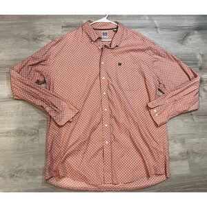 Cinch Burgundy Floral Geometric‎ Long Sleeve Western Button Down Shirt Mens XXL